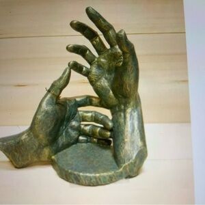 Brown Hand Sculpture in Dynamic Pose wine holder